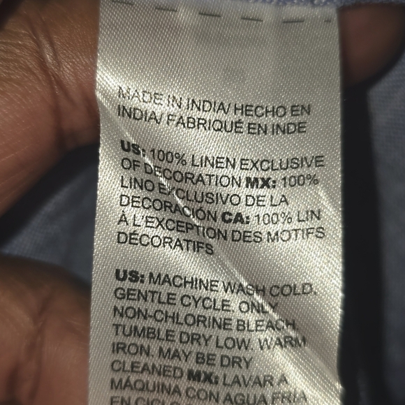 Chicos Linen Embrioderd Tunic Top Blue with White Accents Size 0.5 (6) - Picture 10 of 10